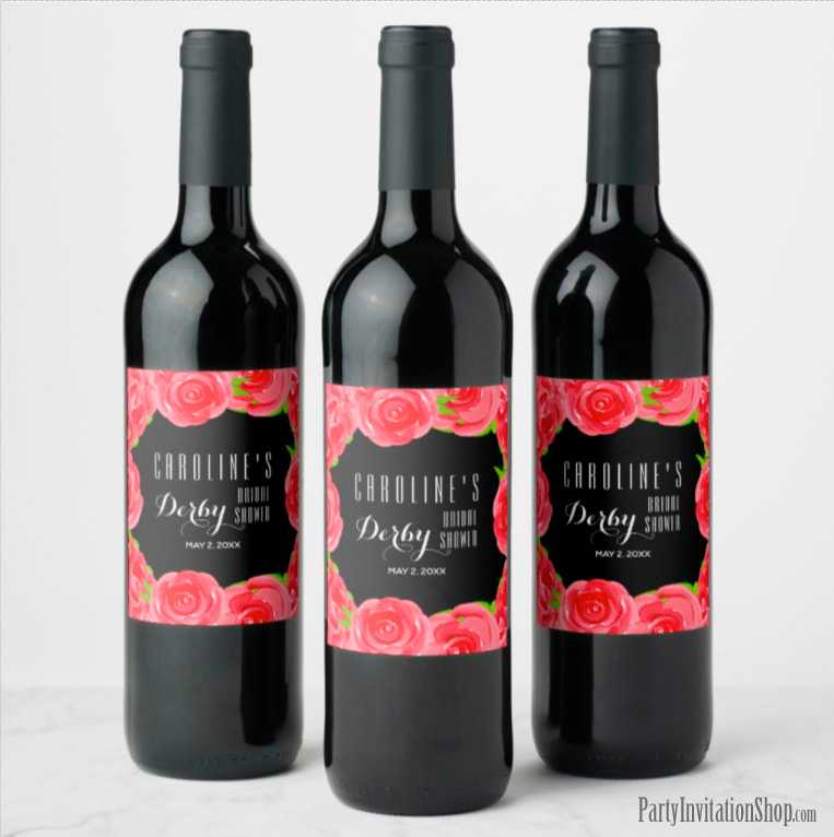 Red Roses Kentucky Derby Party Wine Labels