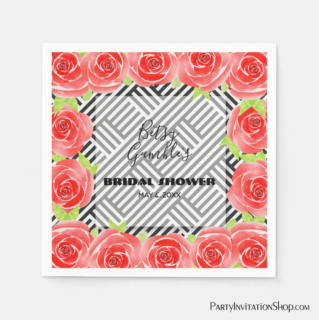 Paper Napkins: Boxed Stripes & Red Roses Kentucky Derby Party Supplies PLUS invitations, favors, and more. 