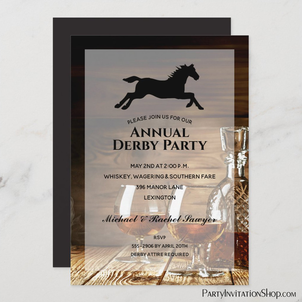 Rustic Bourbon Derby Horse Racing Party Invitation