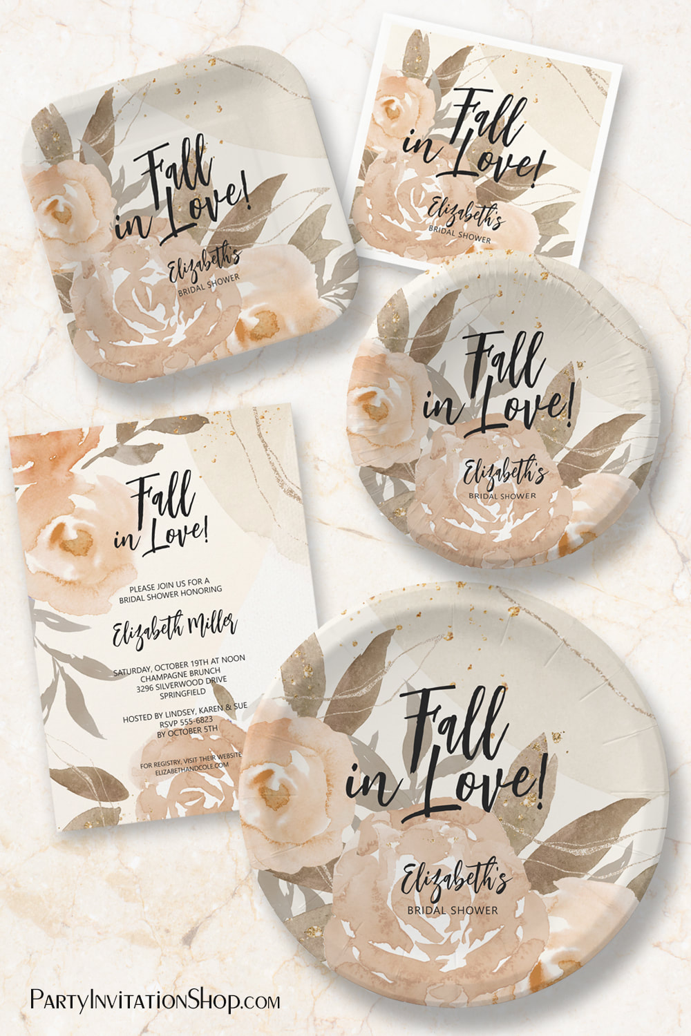 Rustic Autumn Floral Bridal Shower Collection