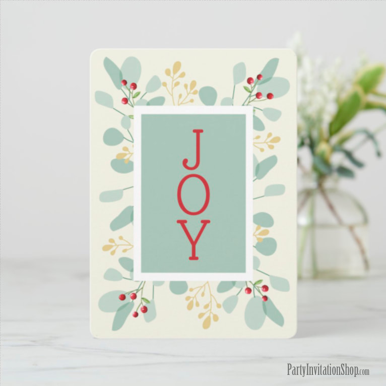Leaves and Berries Christmas Holiday Greeting Cards