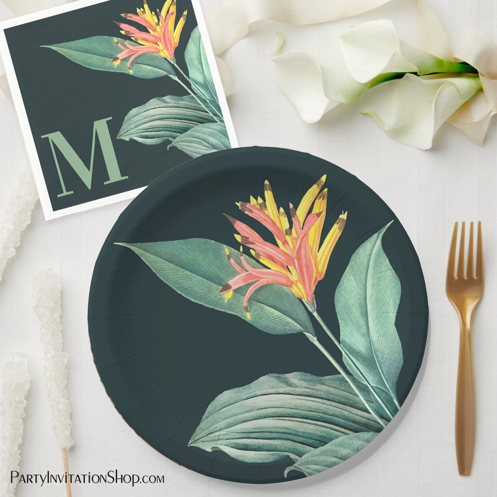 Tropical Flower on Teal Party Collection