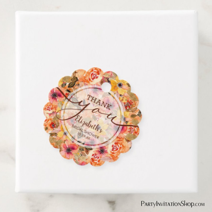 Fall Floral Bridal Shower Thank You Favor Tags