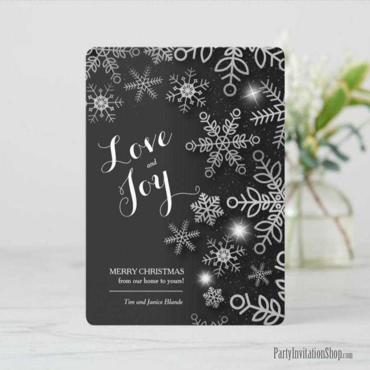 Snowflakes on Black Christmas Greeting Cards