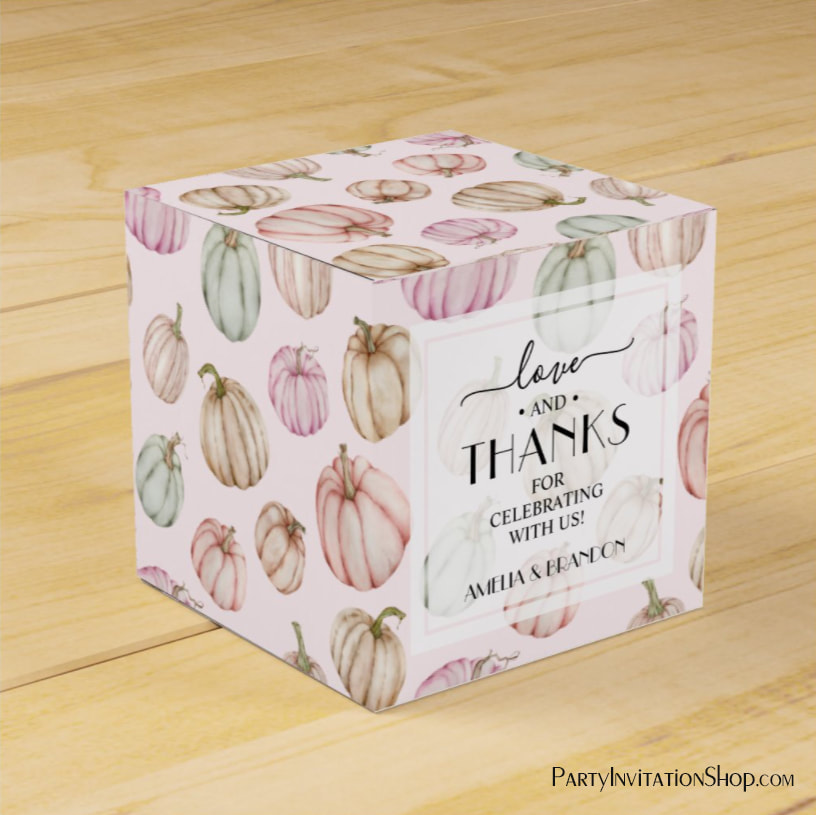 Chic Pink Pumpkins Girl Baby Shower Favor Box