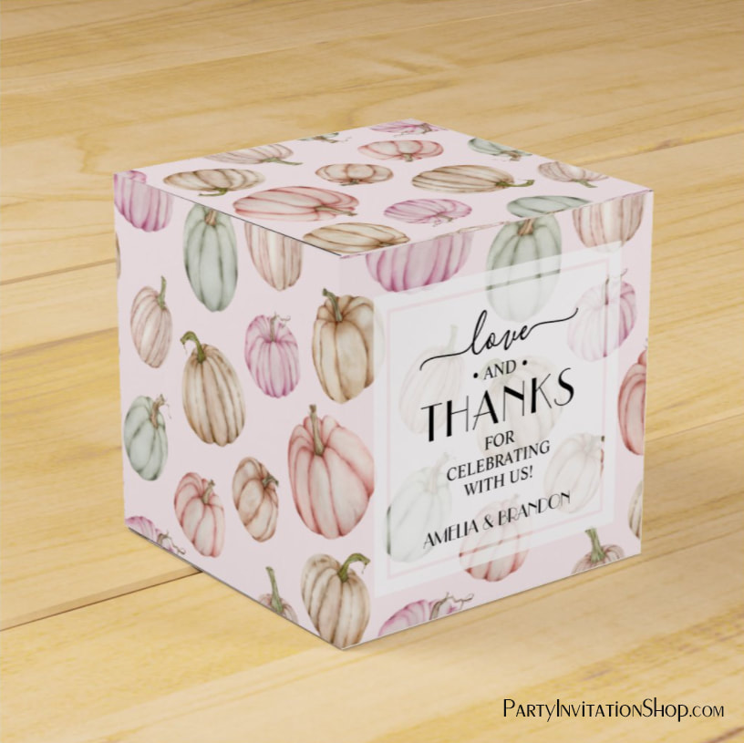 Chic Pink Pumpkins Girl Baby Shower Favor Boxes