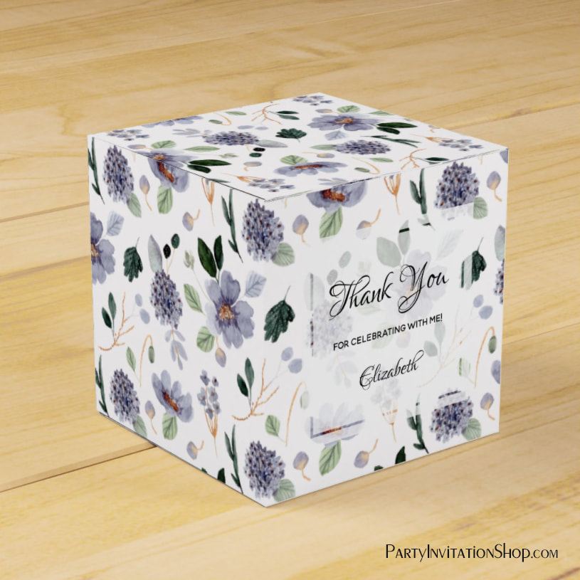 Chic Watercolor Purple Flowers Favor Boxes