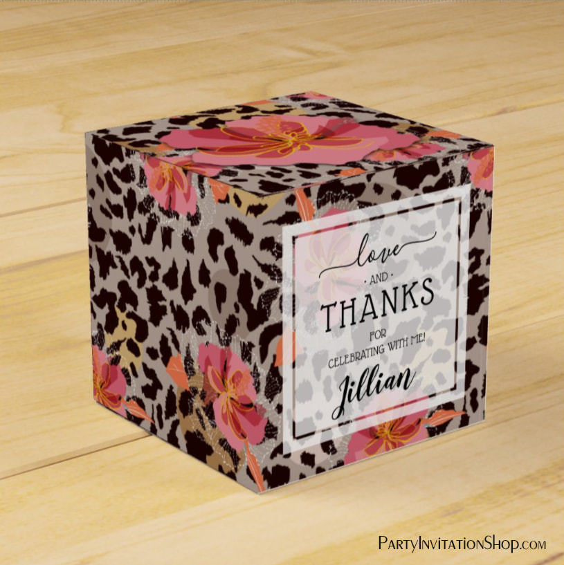 Leopard and Floral Print Pattern Favor Boxes