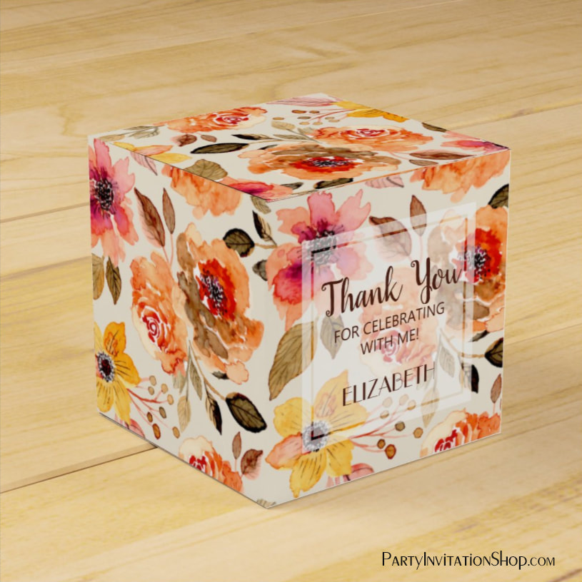Watercolor Autumn Floral Party Favor Box