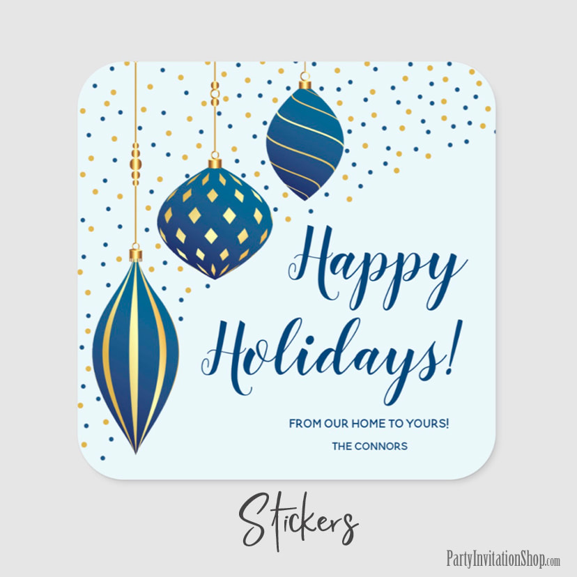 Stickers - Blue and Gold Christmas Ornaments