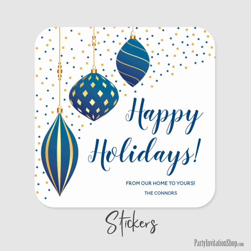 Stickers - Blue and Gold Christmas Ornaments