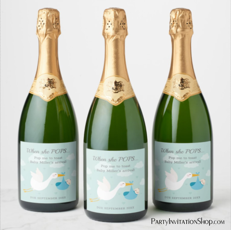 Blue Stork Bundle Pop It Champagne Labels