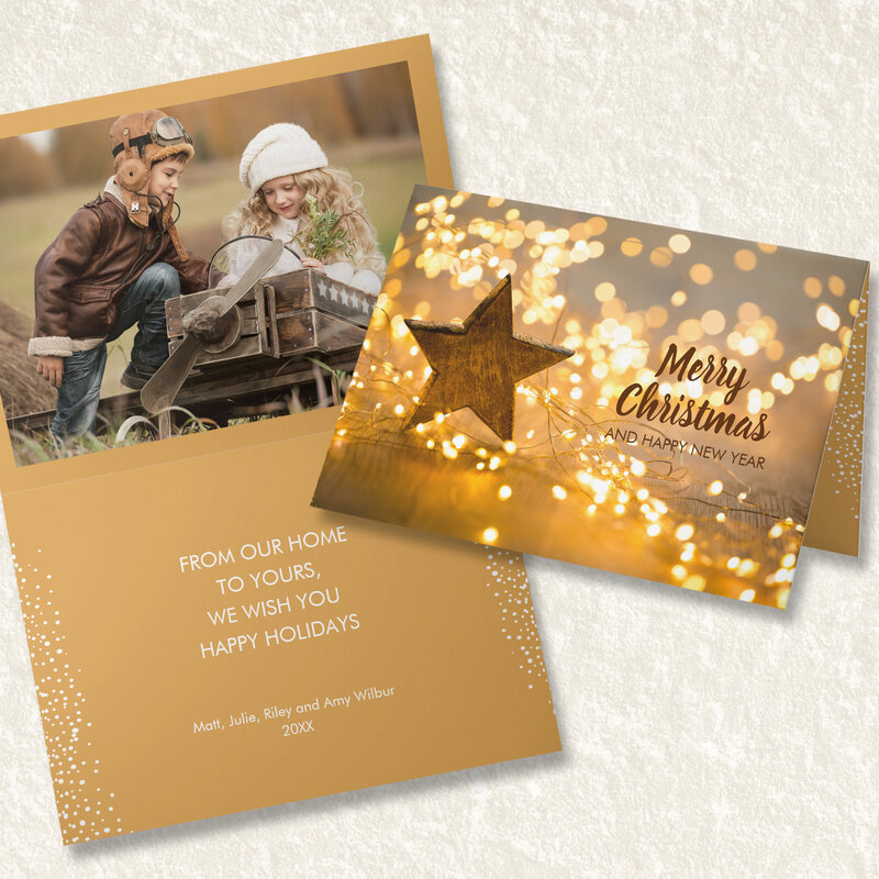 Strand of Christmas Lights Folded Photo Holiday Greeting Cards