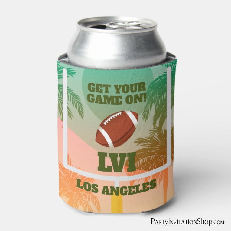 Super Bowl LVI Los Angeles Palms and Football Uprights Game Day Can Cooler
