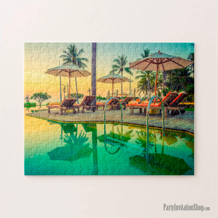 Swimming Pool at Sunset Jigsaw Puzzle