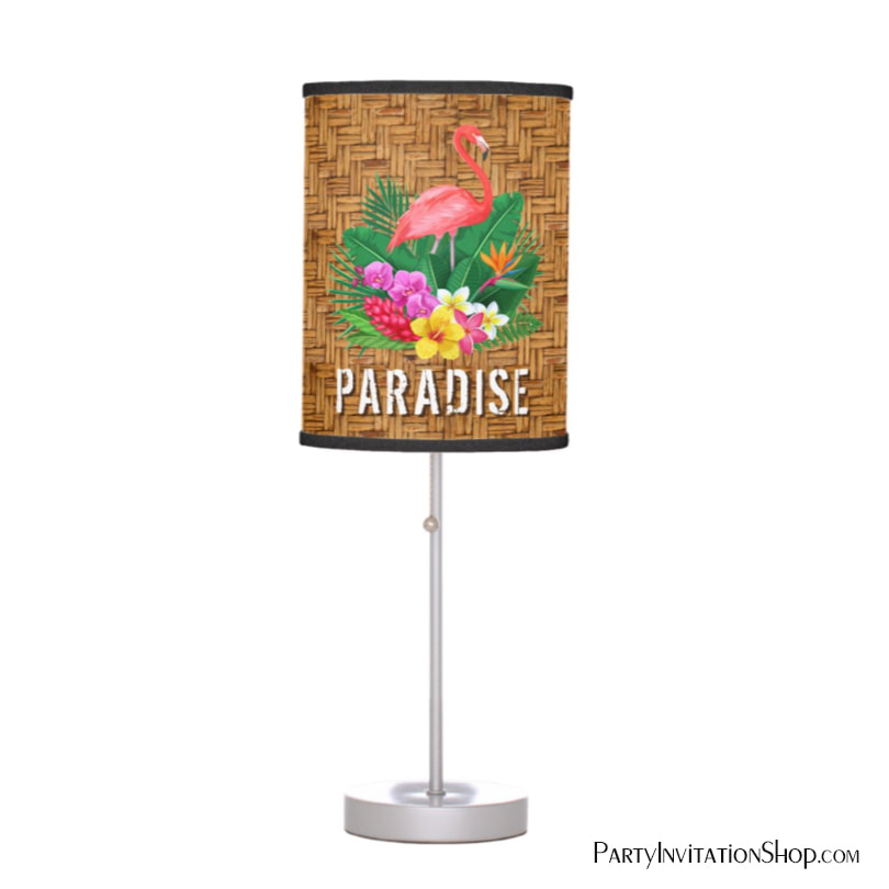Flamingo Floral Wicker Print Table Lamp