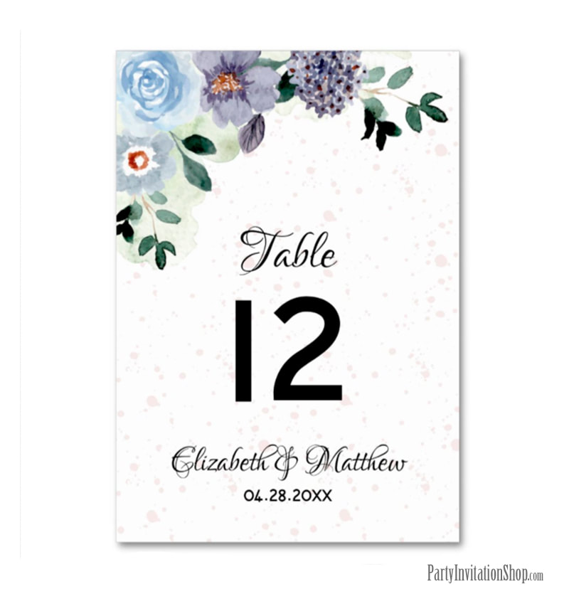 Purple Floral Table Number Signs
