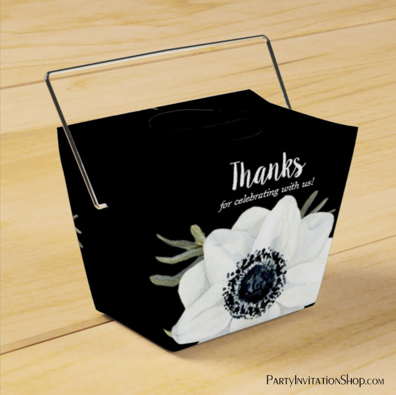 Black and White Anemones Watercolor Floral Favor Boxes