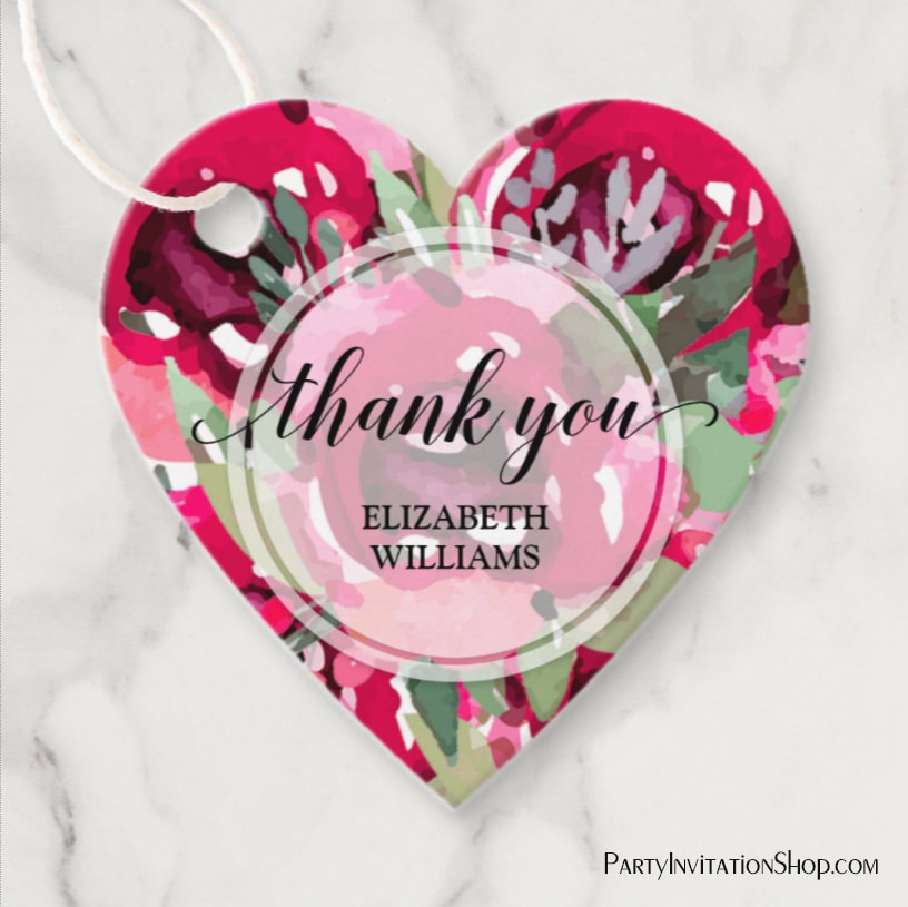 Thank You Text Watercolor Floral Favor Tags