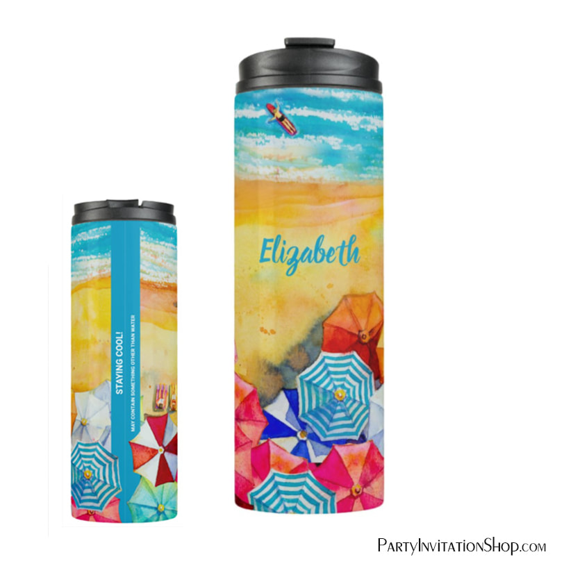 Summer Umbrellas on the Sand Thermal Tumbler