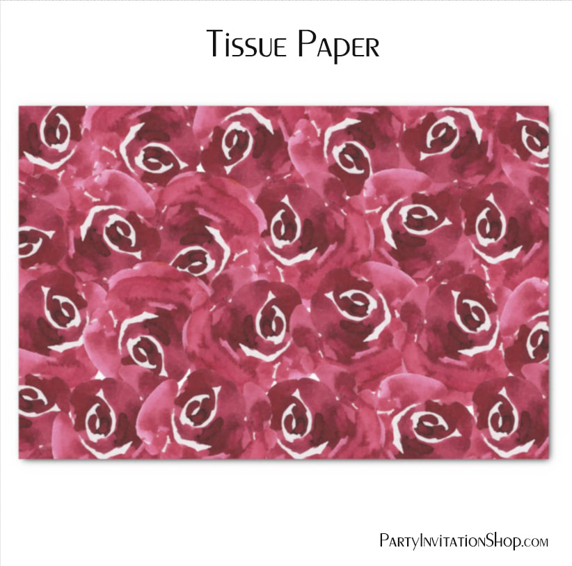 Chic Watercolor Claret Flowers Tissue Paper