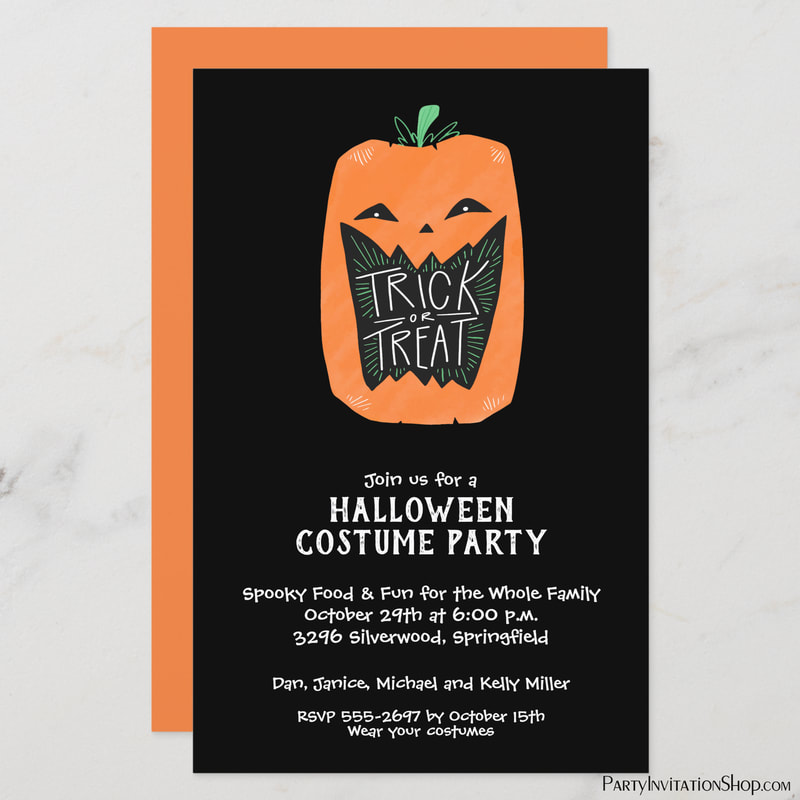 Trick or Treat Pumpkin Halloween Budget Invitations