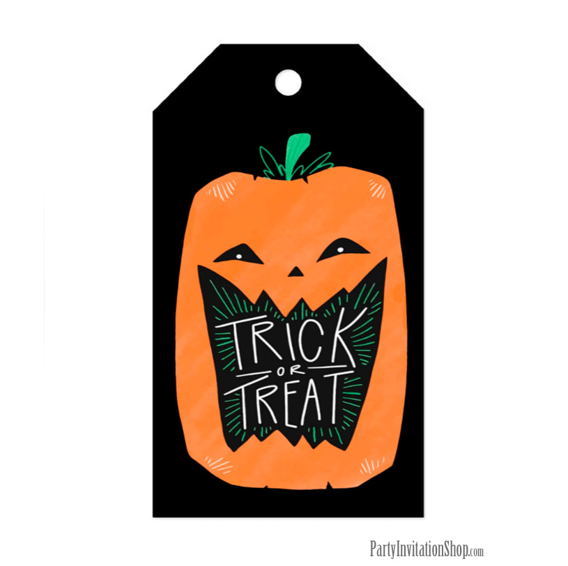 Trick or Treat Pumpkin Halloween Party Favor Gift Tags