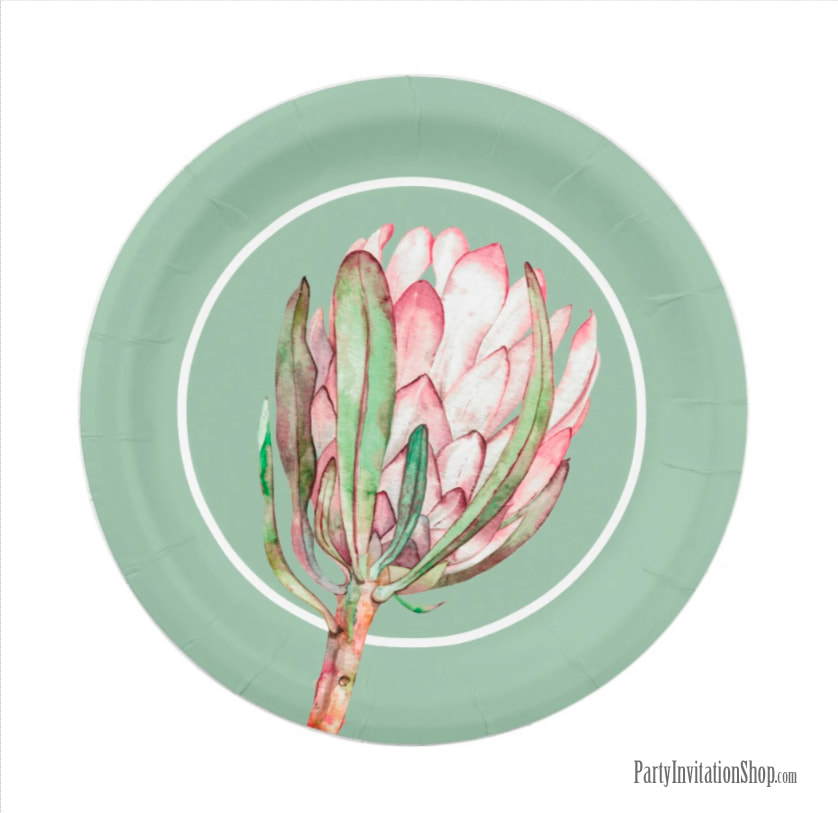 Paper Plates Tropical Protea Holiday Collection at PartyInvitationShop.com