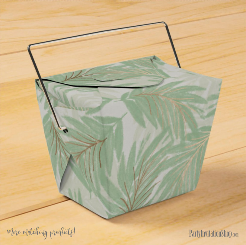 Take Out Style Party Favor Boxes in the Sage and Gold Leaves Collection at PartyInvitationShop.com