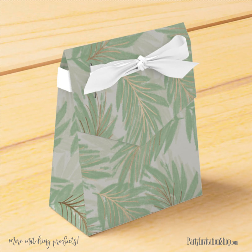 Tent Style Party Favor Boxes in the Sage and Gold Leaves Collection at PartyInvitationShop.com