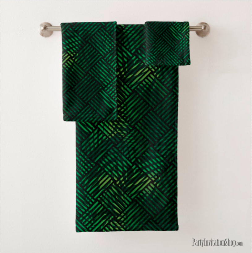 Tropical Green Leaves Pattern Bath Towel Set