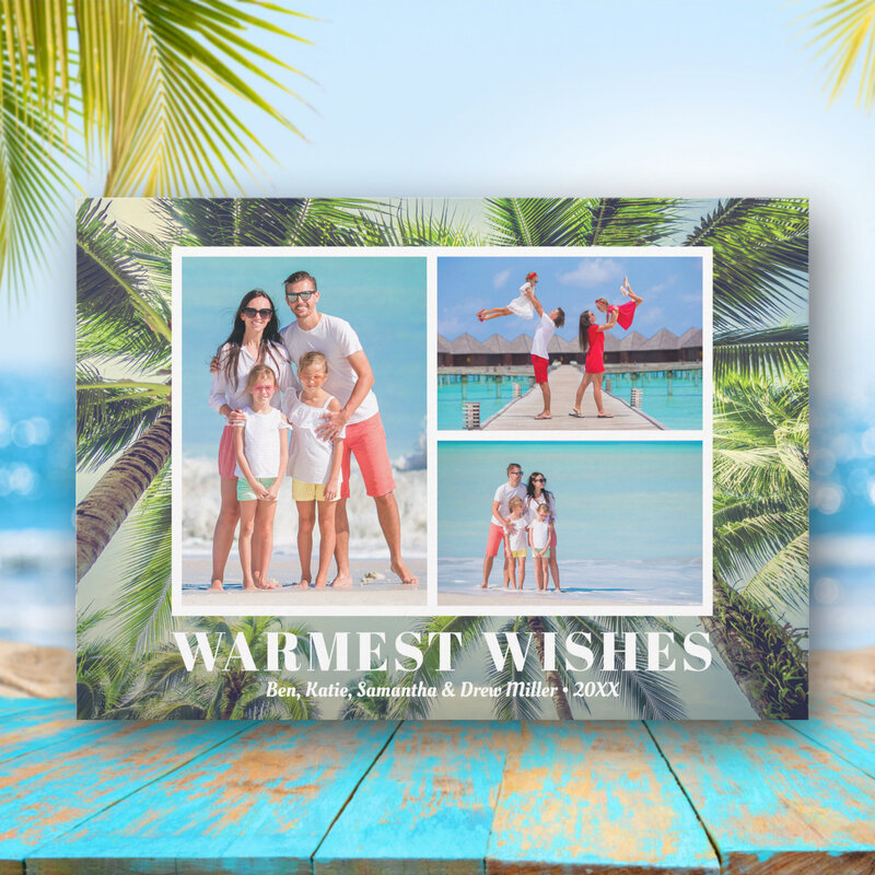 Tropical Palm Trees Christmas Photo Holiday Cards