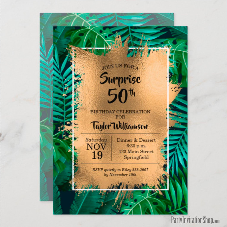 Tropical 50th Birthday Party Invitations
