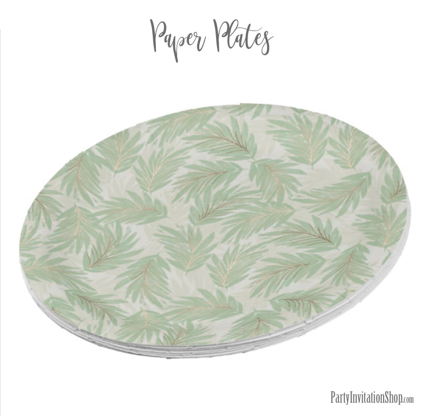 Paper Plates in the Sage and Gold Leaves Collection at PartyInvitationShop.com