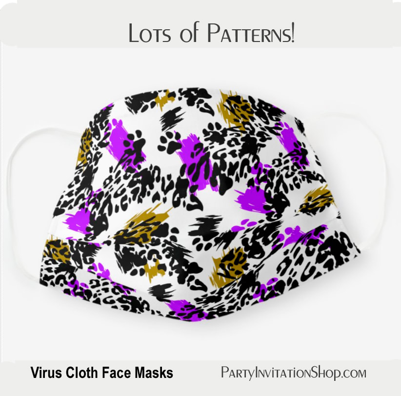 Purple Olive and Leopard Spots on White Cloth Face Mask