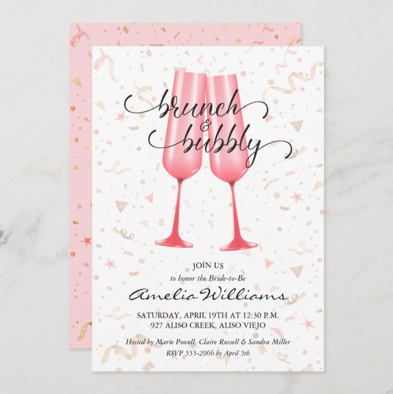 Brunch & Bubby Bridal Shower Blush Pink Champagne Invitations