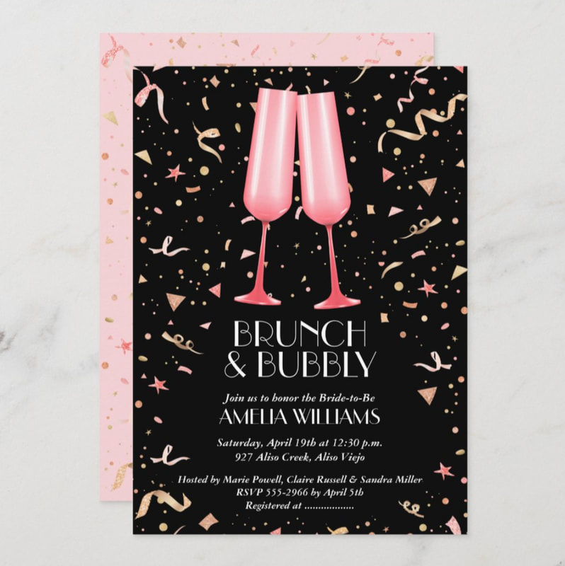 Champagne Brunch and Bubbly Bridal Shower Invitations