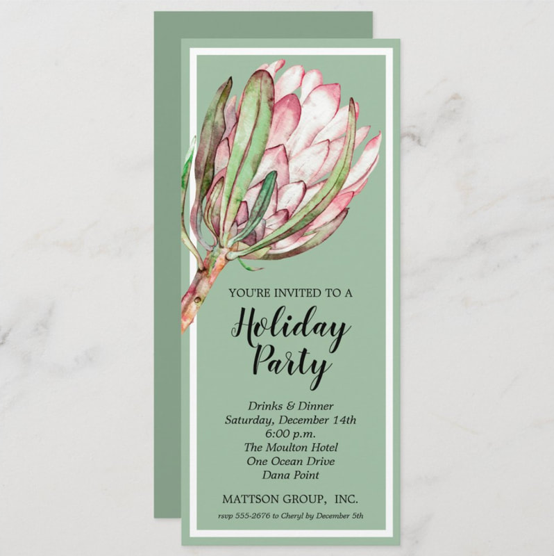 Party Invitations Tropical Protea Holiday Collection at PartyInvitationShop.com