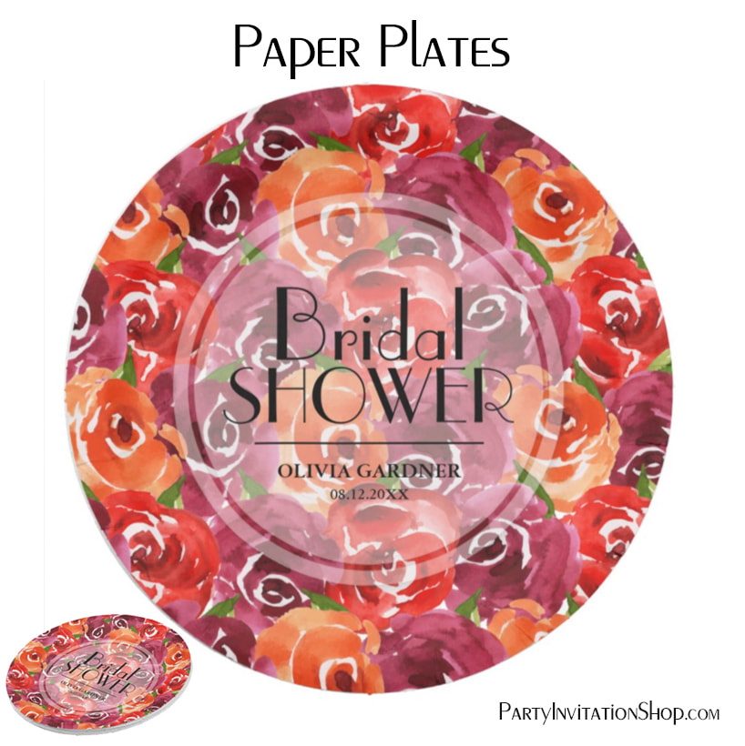 Watercolor Floral Bridal Shower Paper Plates