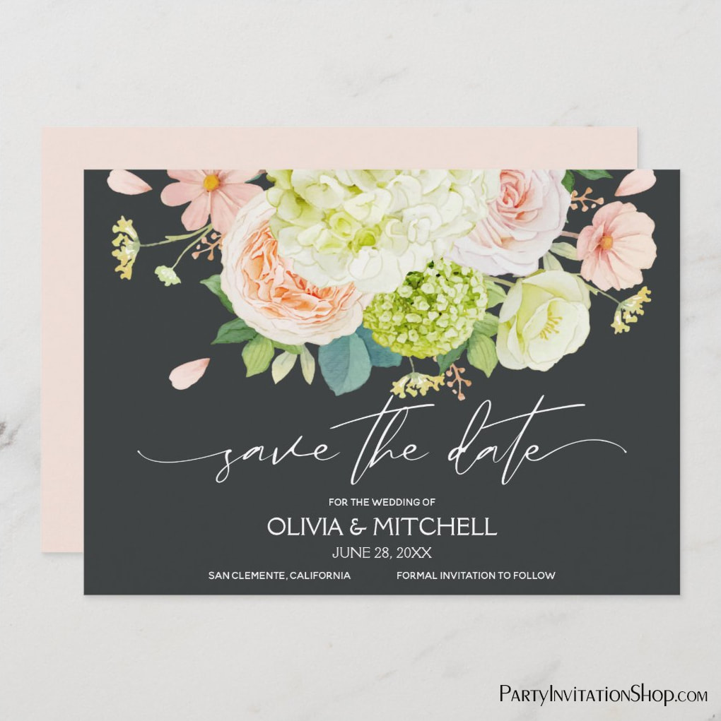 Watercolor Spring Flowers Save the Date Cards