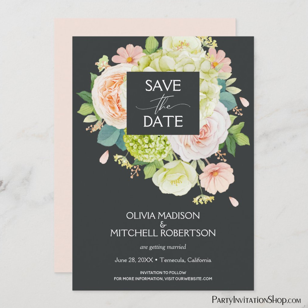Spring Watercolor Florals Wedding Save The Date