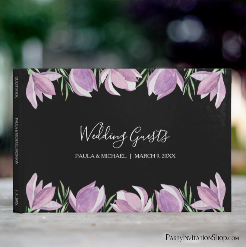 Watercolor Magnolia Floral Wedding Guest Book