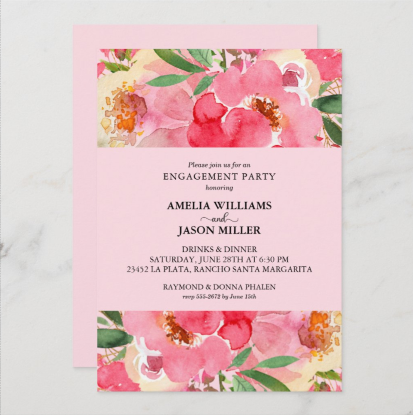 Watercolor Floral Engagement Party Invitations