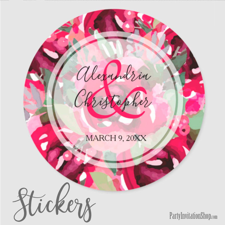 Elegant Watercolor Pink Flowers Classic Round Stickers