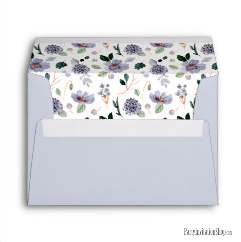 Watercolor Floral 5 x 7 Envelope with Printed Return Address