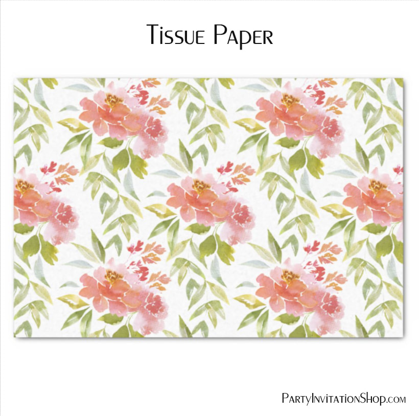 Watercolor Red Floral Tissue Paper