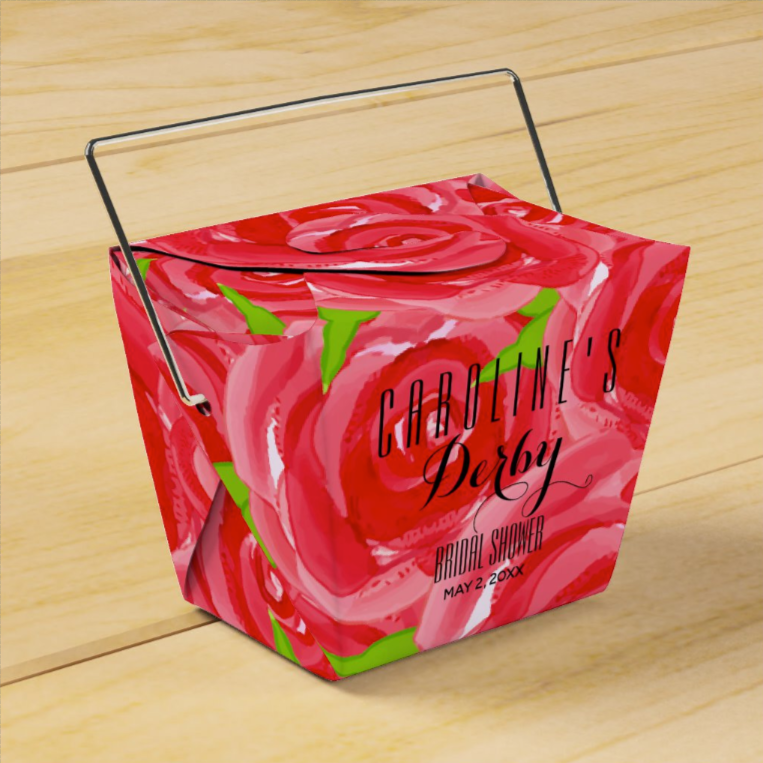 Red Roses Kentucky Derby Party Take Out Style Favor Boxes
