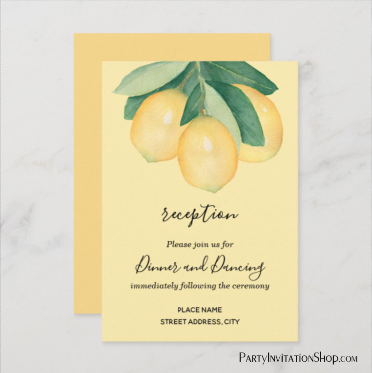 Lemons & Leaves Wedding Reception Enclosure Cards