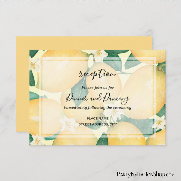 Lemons & Leaves Wedding Reception Enclosure Cards