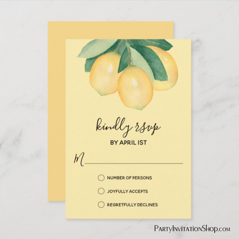 Elegant Lemon Watercolor RSVP Cards